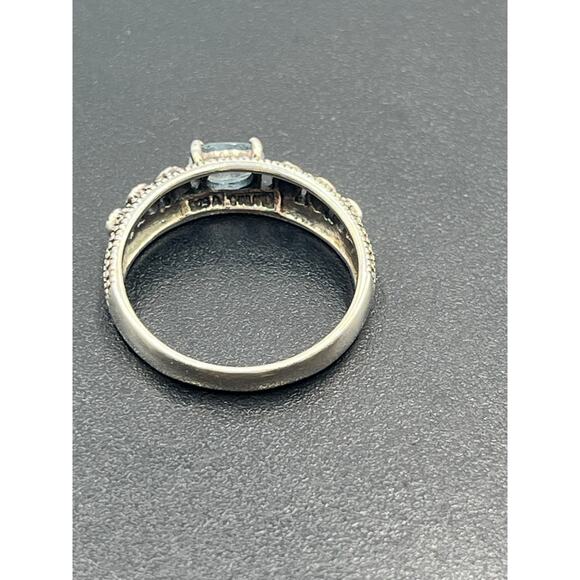 Alwand Vahan AV Signed Sterling Silver Blue Topaz Marcasite Dotted Ring Size 8 - Picture 12 of 12